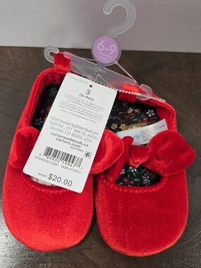 Carter's Red Velvet Bow Baby Mary Jane Shoes